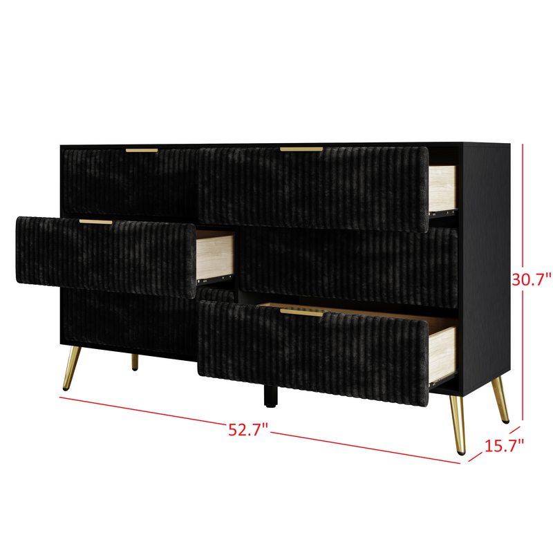 Home Design Alva 6 Drawer Dresser, Black