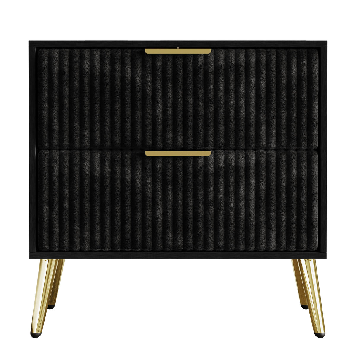 Home Design Alva 2 Drawer Nightstand, Black
