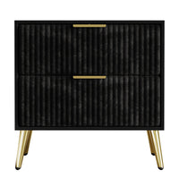 Home Design Alva 2 Drawer Nightstand, Black