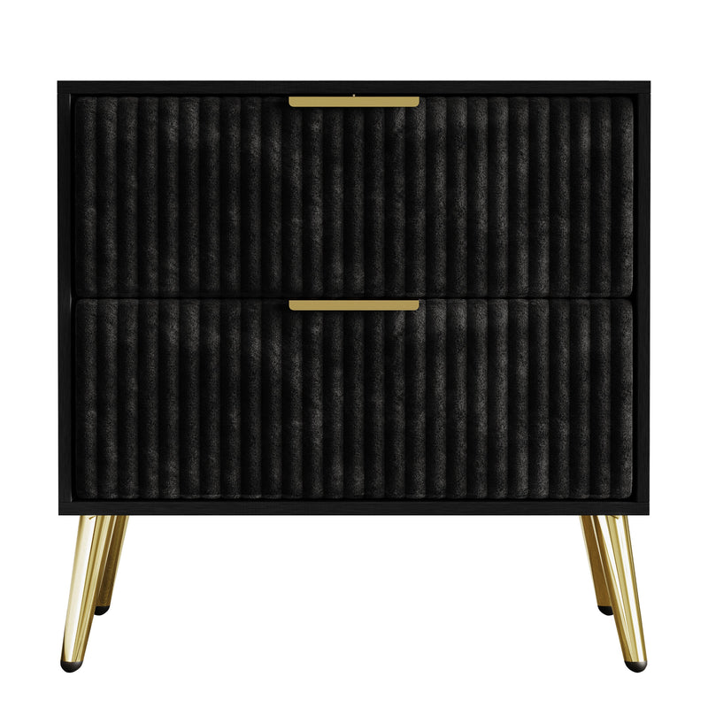 Home Design Alva 2 Drawer Nightstand, Black