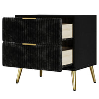 Home Design Alva 2 Drawer Nightstand, Black
