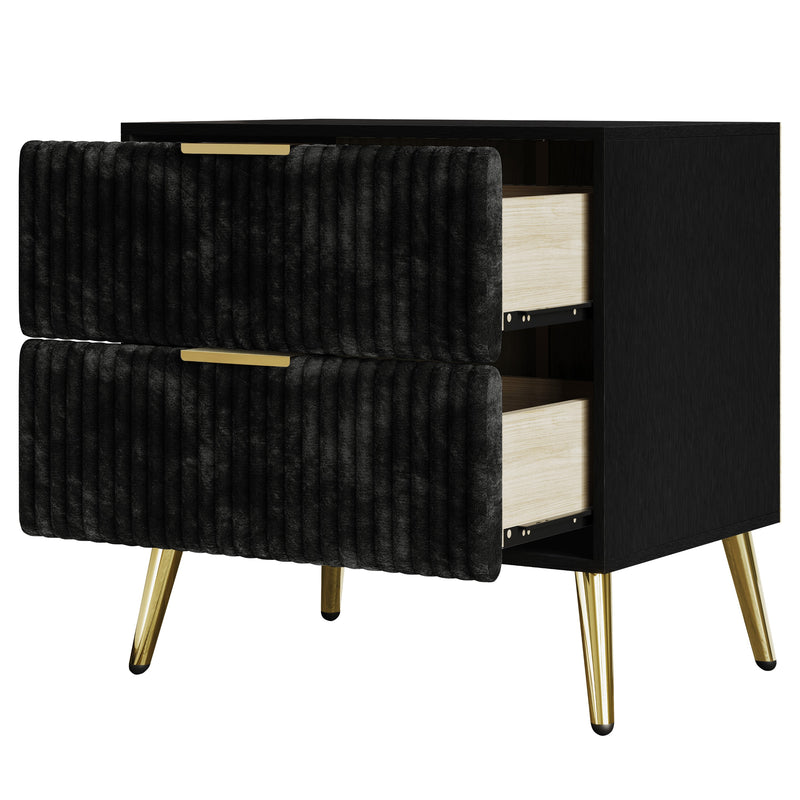 Home Design Alva 2 Drawer Nightstand, Black