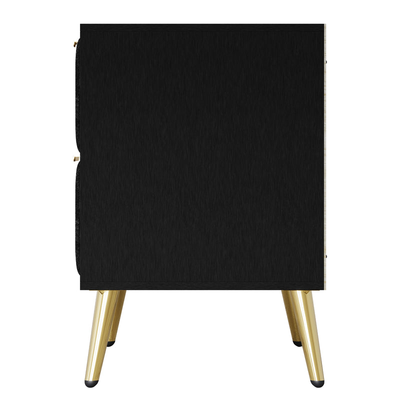 Home Design Alva 2 Drawer Nightstand, Black