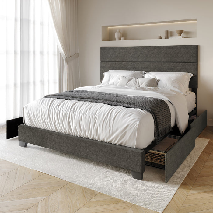 Home Design Kapaa Upholstered Storage Platform Bed Frame For Adult