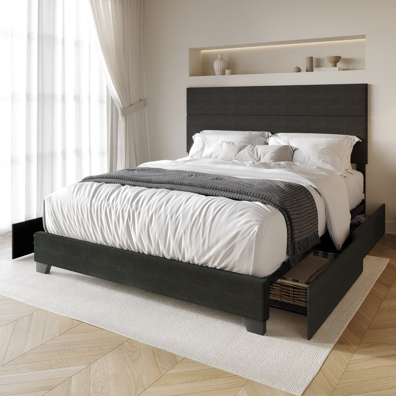 Home Design Kapaa Upholstered Storage Platform Bed Frame For Adult