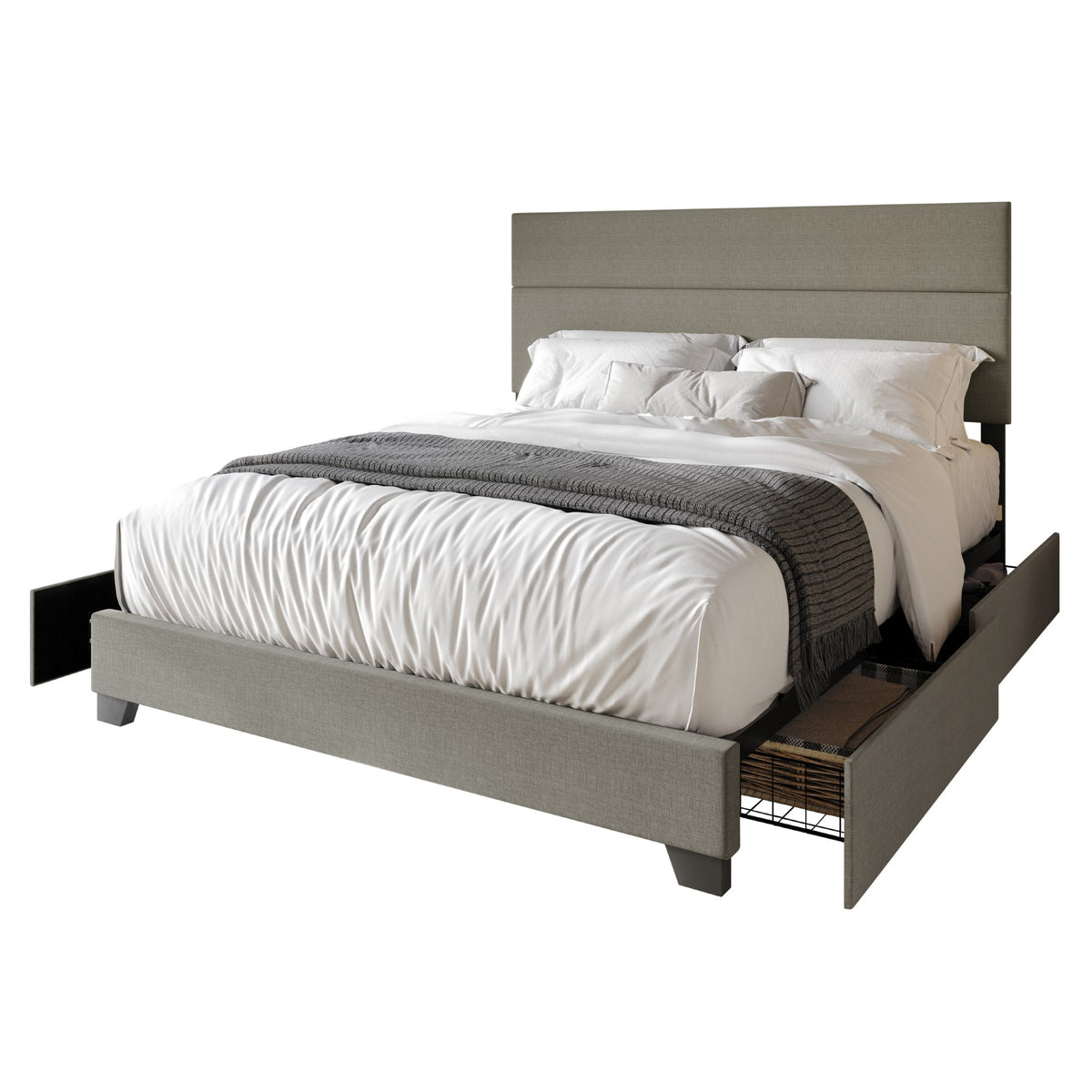 Home Design Kapaa Upholstered Storage Platform Bed Frame For Adult