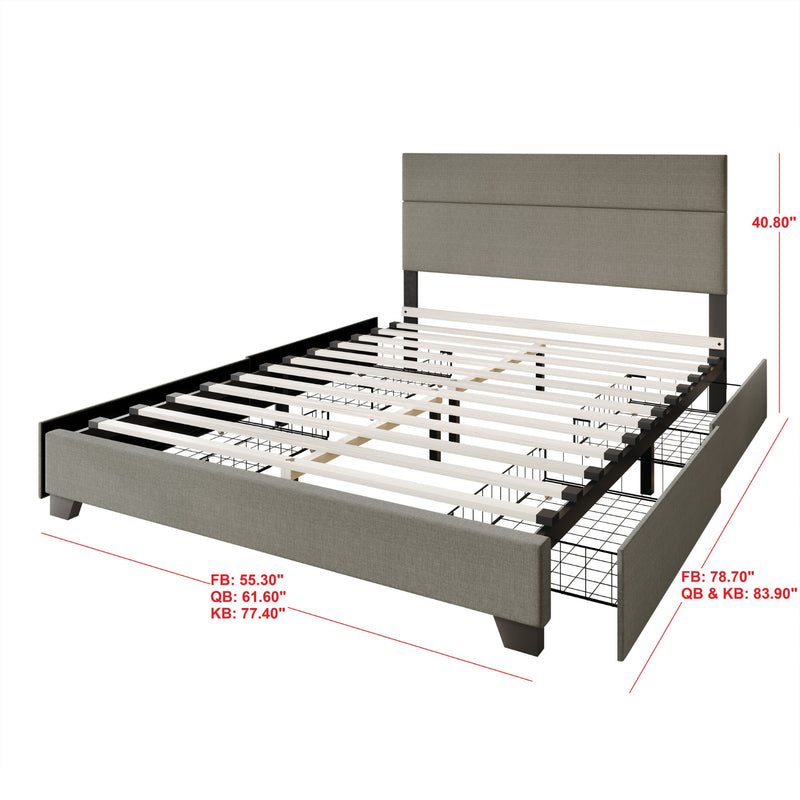 Home Design Kapaa Upholstered Storage Platform Bed Frame For Adult
