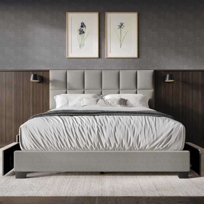 Home Design Raton Full Upholstered Storage Platform Bed Frame For Adult