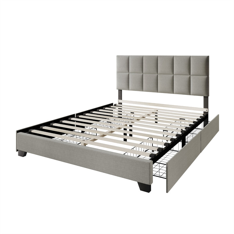 Home Design Raton Full Upholstered Storage Platform Bed Frame For Adult