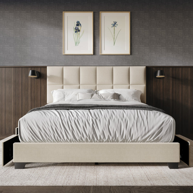 Home Design Raton Full Upholstered Storage Platform Bed Frame For Adult