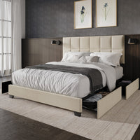Home Design Raton Full Upholstered Storage Platform Bed Frame For Adult