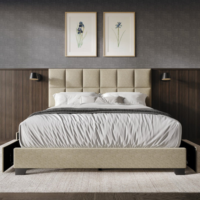 Home Design Raton Full Upholstered Storage Platform Bed Frame For Adult