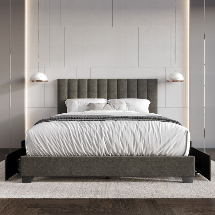 Home Design Olean Upholstered Storage Platform Bed Frame For Adult
