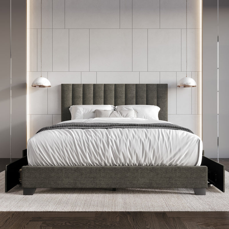 Home Design Olean Upholstered Storage Platform Bed Frame For Adult