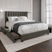 Home Design Olean Upholstered Storage Platform Bed Frame For Adult