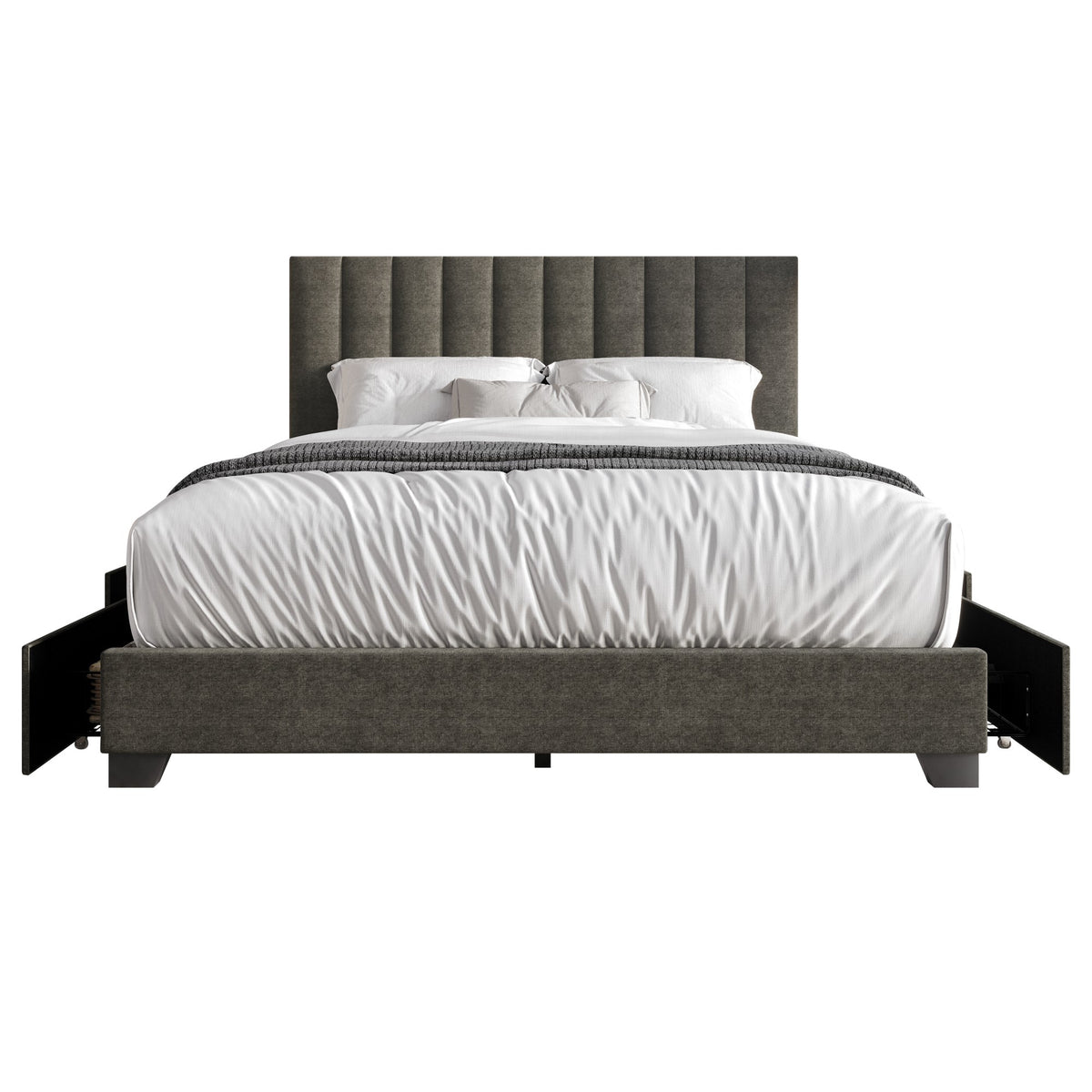 Home Design Olean Upholstered Storage Platform Bed Frame For Adult
