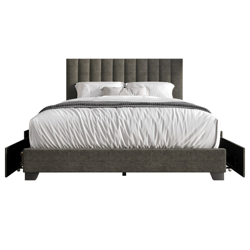 Home Design Olean Upholstered Storage Platform Bed Frame For Adult