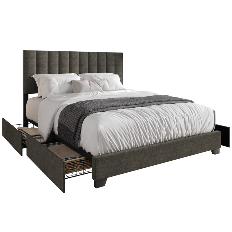 Home Design Olean Upholstered Storage Platform Bed Frame For Adult