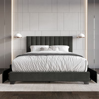 Home Design Olean Upholstered Storage Platform Bed Frame For Adult