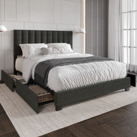 Home Design Olean Upholstered Storage Platform Bed Frame For Adult