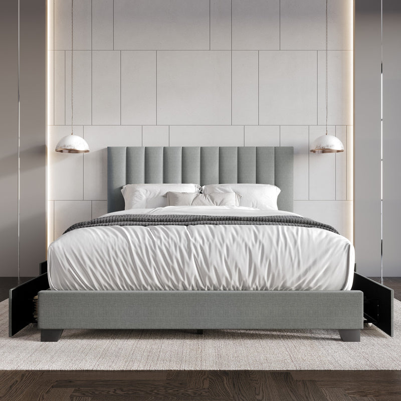 Home Design Olean Upholstered Storage Platform Bed Frame For Adult