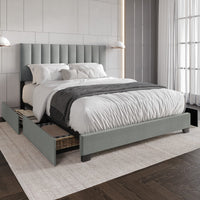Home Design Olean Upholstered Storage Platform Bed Frame For Adult
