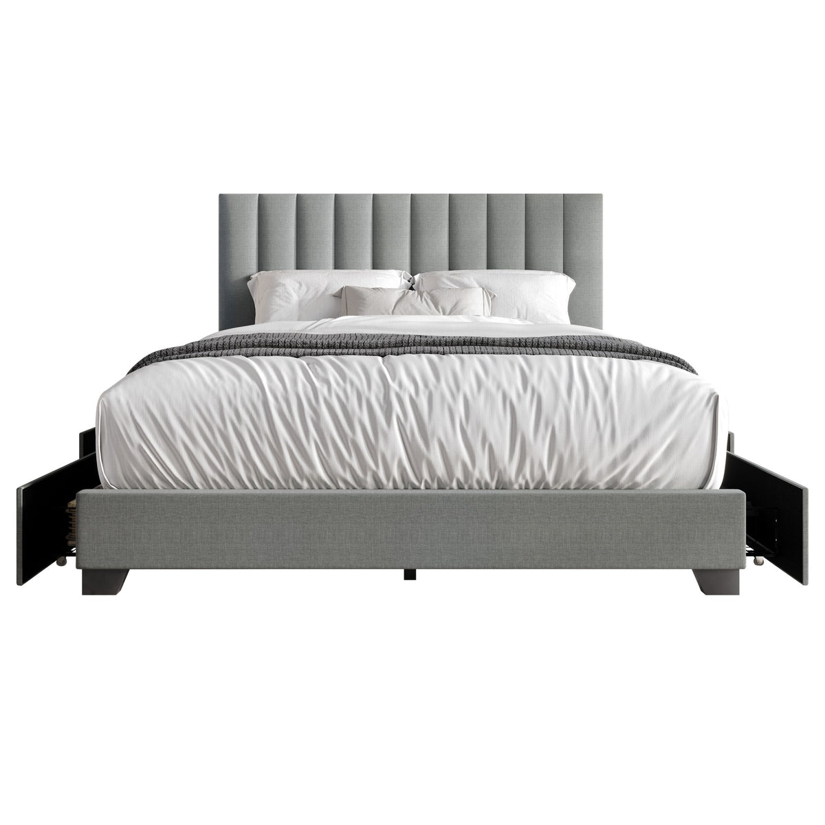 Home Design Olean Upholstered Storage Platform Bed Frame For Adult