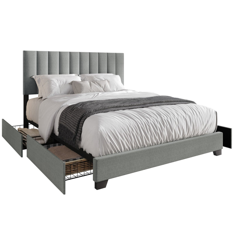 Home Design Olean Upholstered Storage Platform Bed Frame For Adult