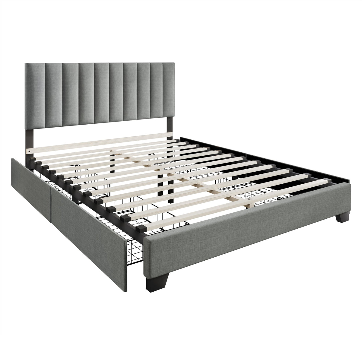 Home Design Olean Upholstered Storage Platform Bed Frame For Adult