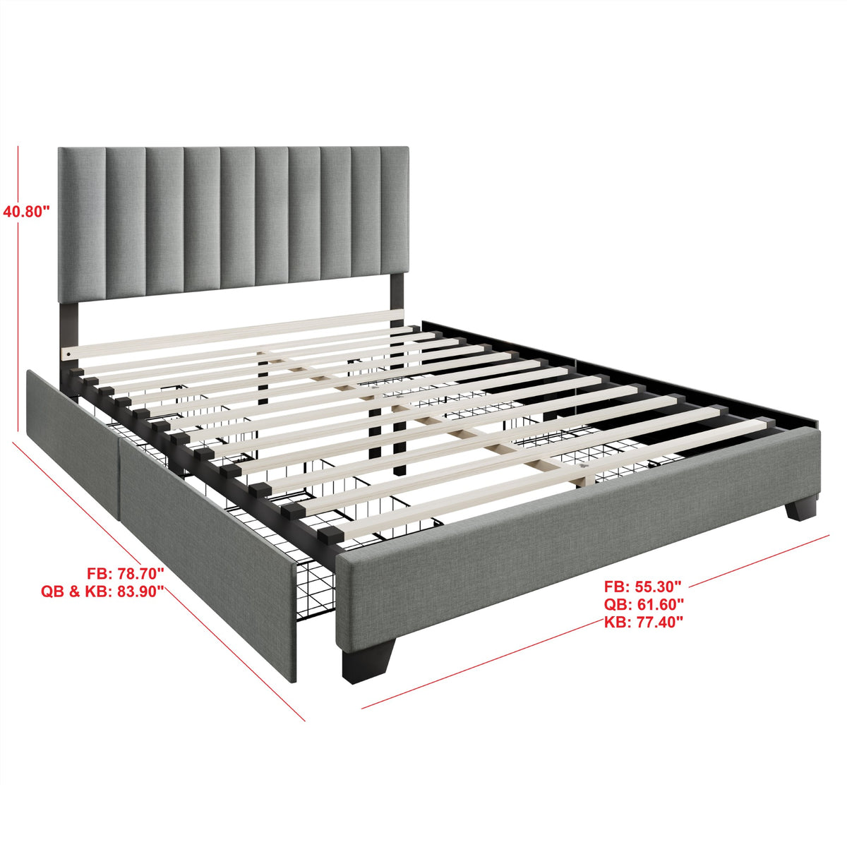 Home Design Olean Upholstered Storage Platform Bed Frame For Adult