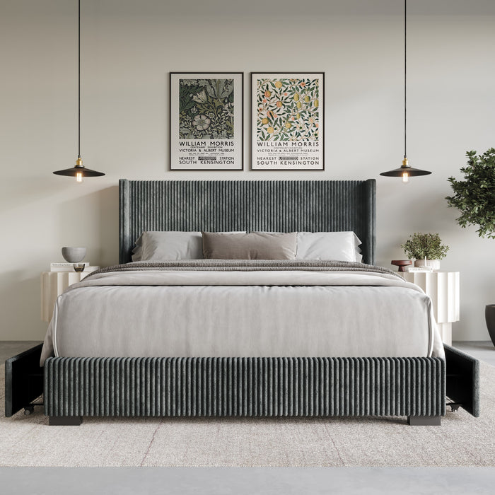 Home Design Rochester Upholstered Storage Platform Bed Frame