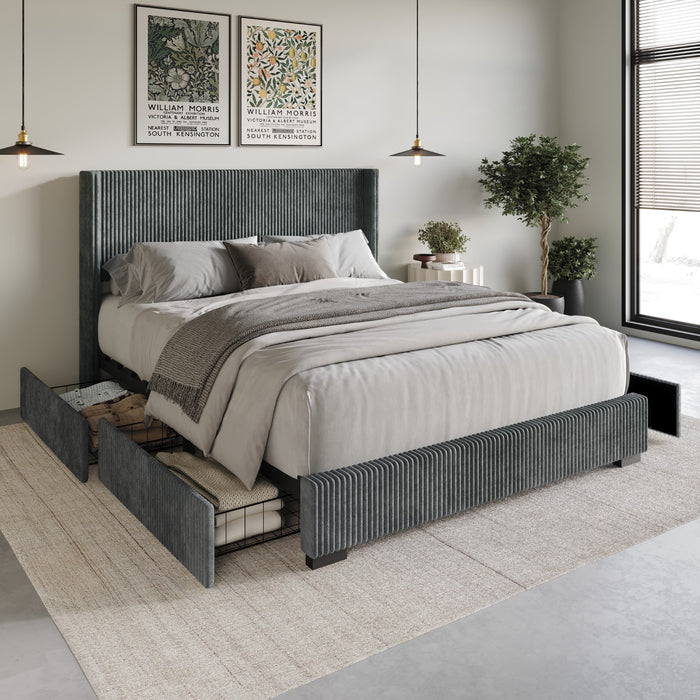 Home Design Rochester Upholstered Storage Platform Bed Frame