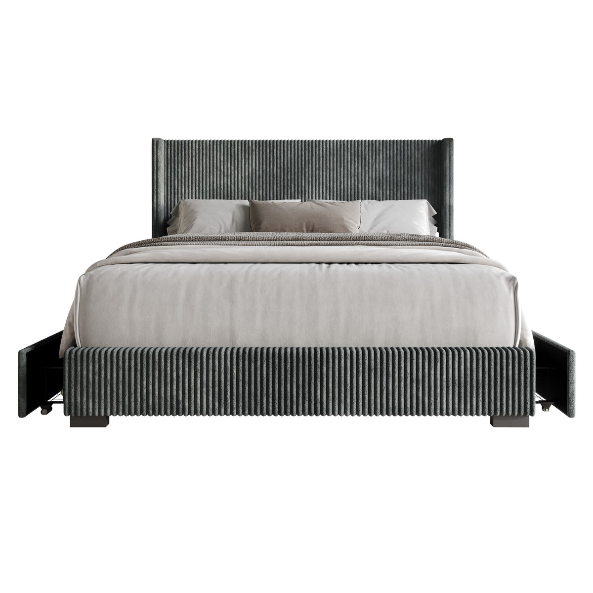 Home Design Rochester Upholstered Storage Platform Bed Frame