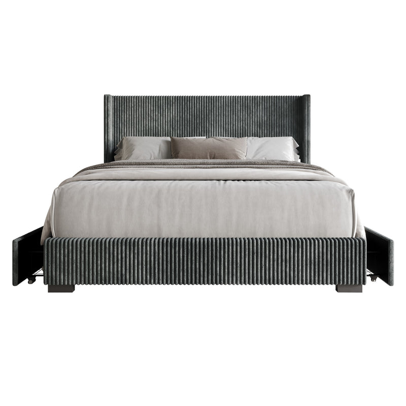 Home Design Rochester Upholstered Storage Platform Bed Frame