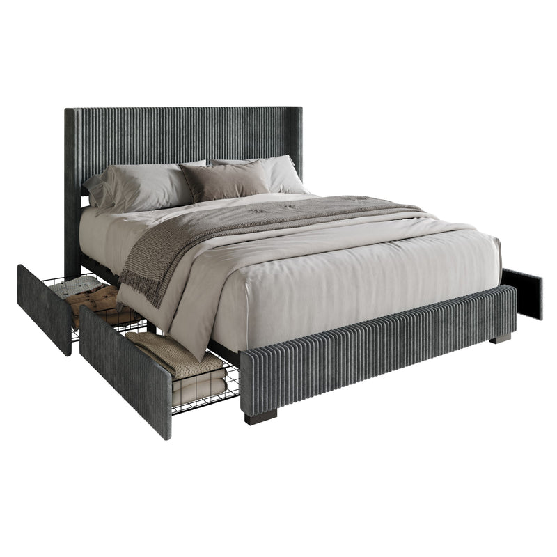 Home Design Rochester Upholstered Storage Platform Bed Frame