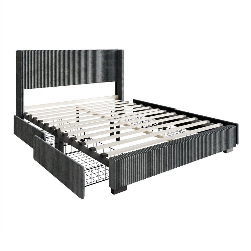 Home Design Rochester Upholstered Storage Platform Bed Frame