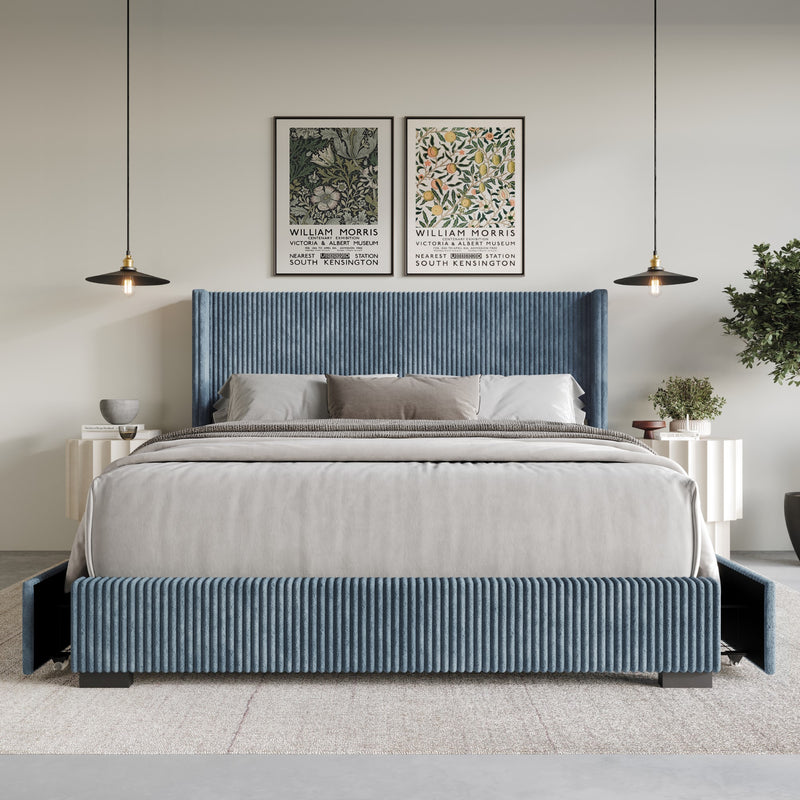Home Design Rochester Upholstered Storage Platform Bed Frame