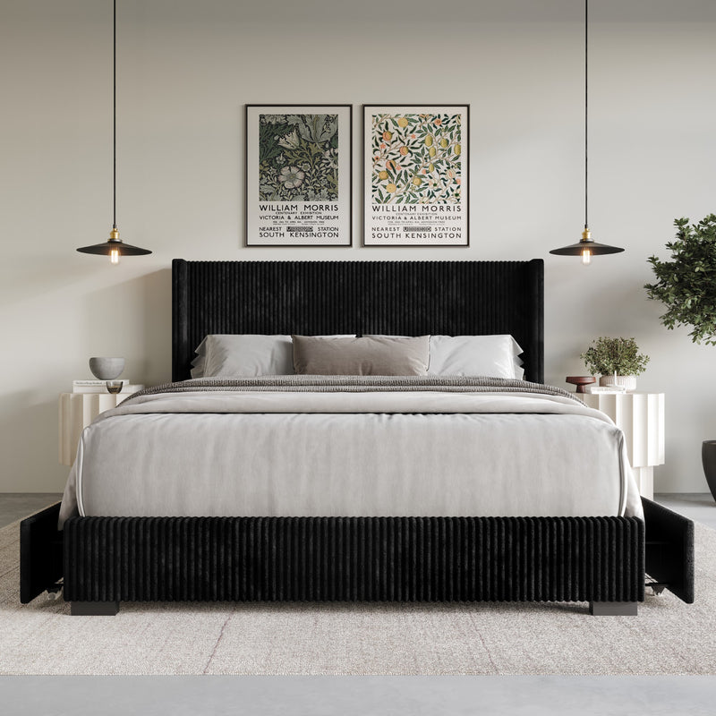 Home Design Rochester Upholstered Storage Platform Bed Frame