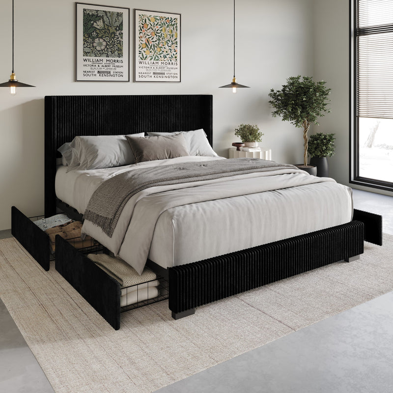 Home Design Rochester Upholstered Storage Platform Bed Frame