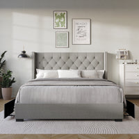 Home Design Greeley Tufted Upholstered Storage Platform Bed Frame