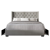 Home Design Greeley Tufted Upholstered Storage Platform Bed Frame