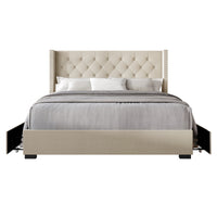 Home Design Greeley Tufted Upholstered Storage Platform Bed Frame