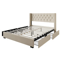 Home Design Greeley Tufted Upholstered Storage Platform Bed Frame