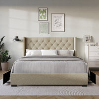 Home Design Greeley Tufted Upholstered Storage Platform Bed Frame