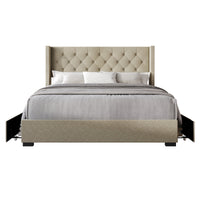 Home Design Greeley Tufted Upholstered Storage Platform Bed Frame