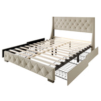 Home Design Olympia Tufted Upholstered Storage Platform Bed Frame For Adult