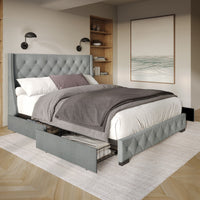 Home Design Olympia Tufted Upholstered Storage Platform Bed Frame For Adult