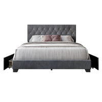 Home Design Sheffield Tufted Upholstered Storage Platform Bed Frame