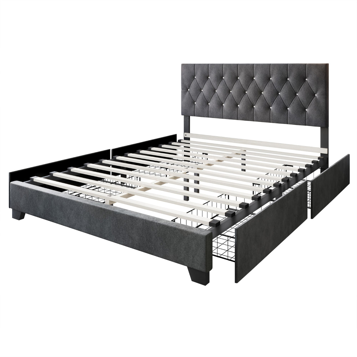 Home Design Sheffield Tufted Upholstered Storage Platform Bed Frame