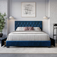 Home Design Sheffield Tufted Upholstered Storage Platform Bed Frame